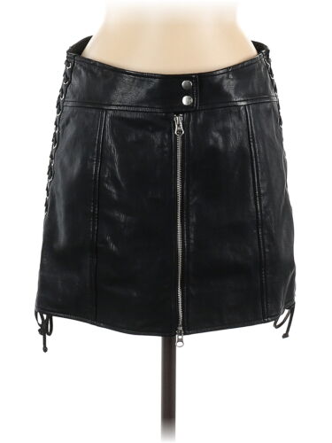 McQ Alexander McQueen Women Black Leather Skirt 42