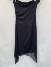 Topshop Black Strapless Chiffon Dress Size 8 Sparkle Evening