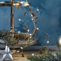 Led Lichterkette Mit Lebkuchenfigur 20 Led Silberdraht Timer Weihnachtsdeko