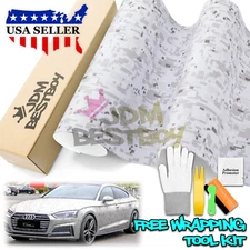 Camouflage Digital White Car Auto Matte Vinyl Sticker Wrap Decal Sheet Film
