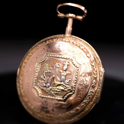 Verge Fusee Pocket Watch Antique Des Arts Geneva with 18K