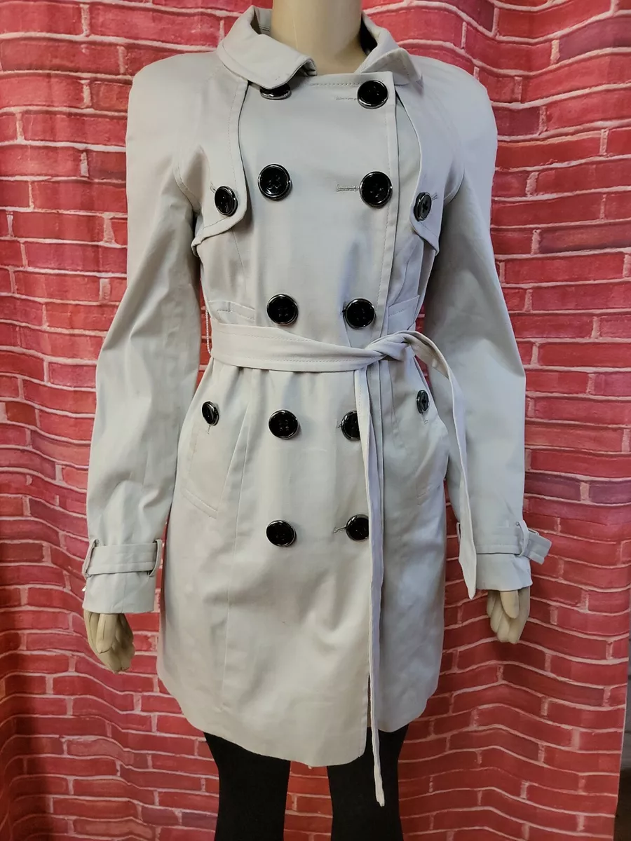THE LIMITED Women s Gray belted double Breasted Trench coat JACKET XS W5