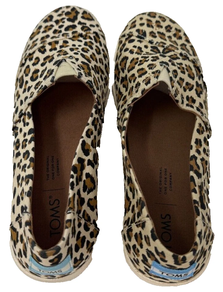 Zapatos planos cómodos sin cordones naturales/leopardo Toms Avalon para mujer talla: 6 108C Foto 3 de 4