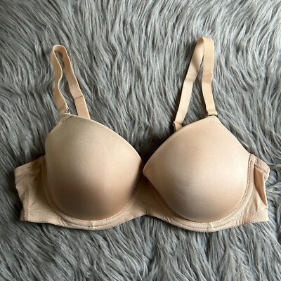 Primark Lightly Lined Bra Womens Size 36D Beige Underwire Back Closure