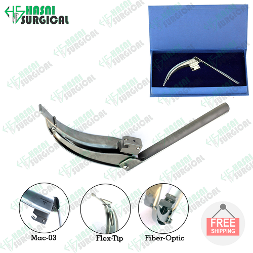 Premium Mccoy Flexi-Tip Fiber-optic Led Laryngoscope Set- Blade # 3