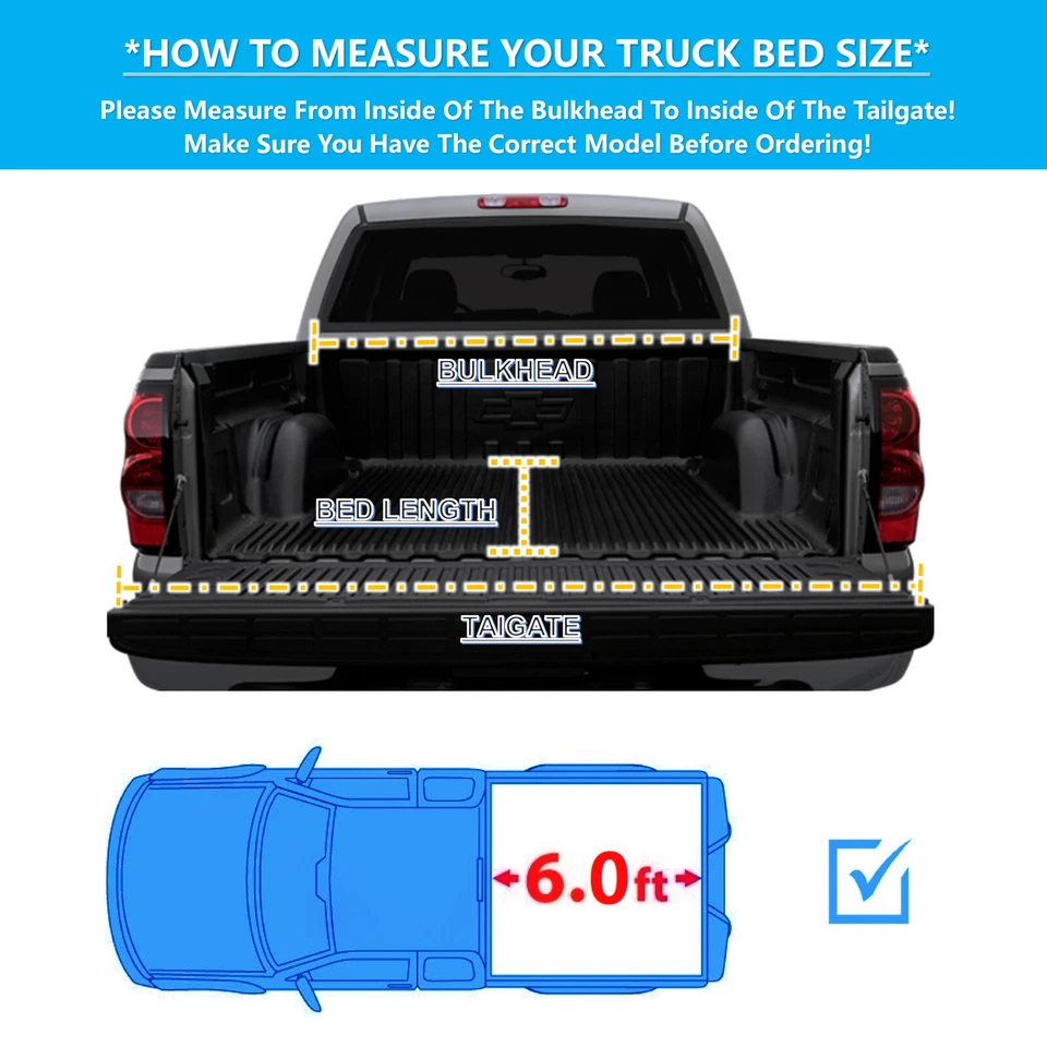 6' Hard Tri-Fold Tonneau Cover for 94-10 MAZDA B2300 B4000 Truck Bed | Styleside Foto 2 de 4