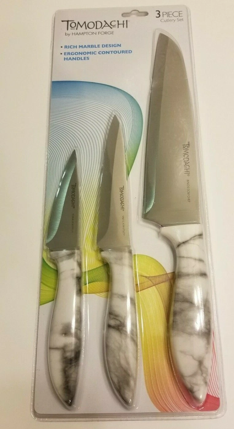 Tomodachi 8" CHEF 5" UTILITY 3.5" PARING Knife Set Marble Design Hampton Forge