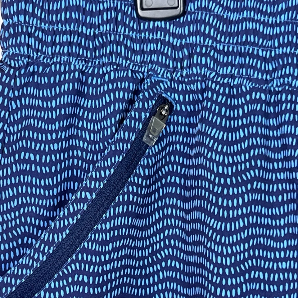 Pantalones Cortos LL Bean Mujer L Estampado Azul Tejido Elástico Cintura Cremallera Bolsillo Foto 3 de 4