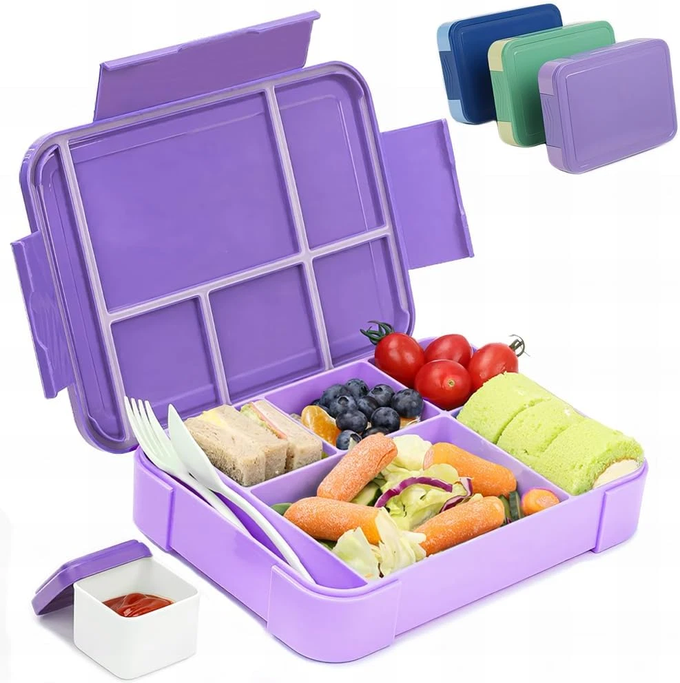 Bento Box Adult,45Oz Leak-Proof Bento Lunch Box with 6 Compartments Cutlery,Lunc