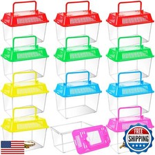 12Pcs Plastic Reptile Terrariums Carrier Cage, Tarantula Enclosure Snake Bree