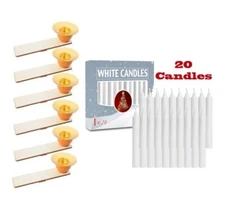 6 pc Replacement Candle Holder German Christmas Pyramid-Windmill-20 White Candle