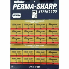 Gillete Perma Sharp Double Edge Razor Blades Premium Safety DE 100 Pack Russia