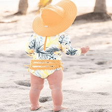 RuffleButts Toddler Tropical Floral Rash Guard One Piece Swimsuit Size 3-6Mo