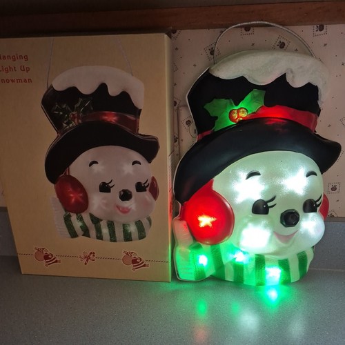 Cracker Barrel Christmas Light Up snowman Hanging Decoration Vintage Design 