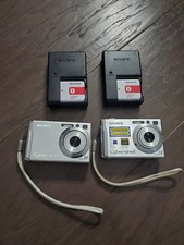 Lot Of 2 Sony Cyber-Shot DSC-W80 7.2MP Digital Camera, 2 Batteries And Chargers