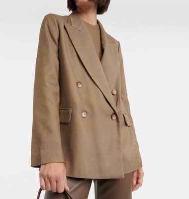 JOSEPH Jaden Twill Blazer Jacket FR42 US Large Lined Double-Breasted Beige $500