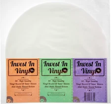 50 LP Inner Sleeves Anti Static Round Bottom 33 RPM 12" Vinyl Record White 