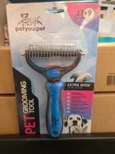 Grooming Tool 2 Sided Undercoat Rake for Pet Cats & Dogs Safe Dematting Comb