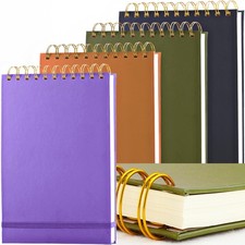 4 Pack Thick Superhard Cover A5 Top Spiral Notebook,Top Bound Notebooks Steno...