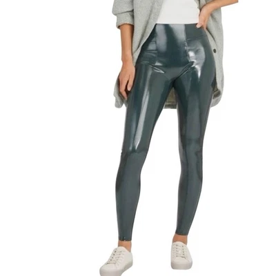Spanx Black Patent Faux Leather High Rise Leggings Shiny Liquid Pants Womens M - Image 1 of 4