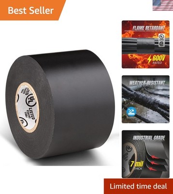 Versatile 2in x 66ft Black Electrical Tape - Flame Retardant & Weather Resistant