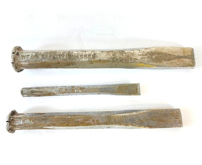 Lot of 3 Vanadium All Steel Cold Chisels Vtg 6 3/4'', 2 3/8'' (Read)