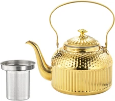 Vintage Stainless Steel Teapot with Infuser, 1.4L(47 FL OZ) Antique Stovetop Wat