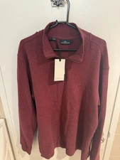 NWT Rodd & Gunn Maroon Long Sleeve 1/4 Quarter Zip Men's Size L 100% Cotton $98