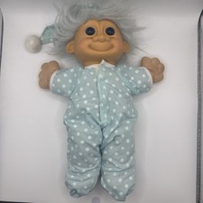 Vintage Russ Troll Doll Spanky in Blue Pyjamas night hat Plush Body