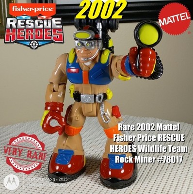 Rare 2002 Mattel Fisher Price RESCUE HEROES Wildlife Team Rock Miner #78017