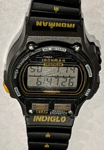 Vtg Timex Ironman Triathlon Watch Women 32mm Black Orange 8 Lap 1994 New Battery