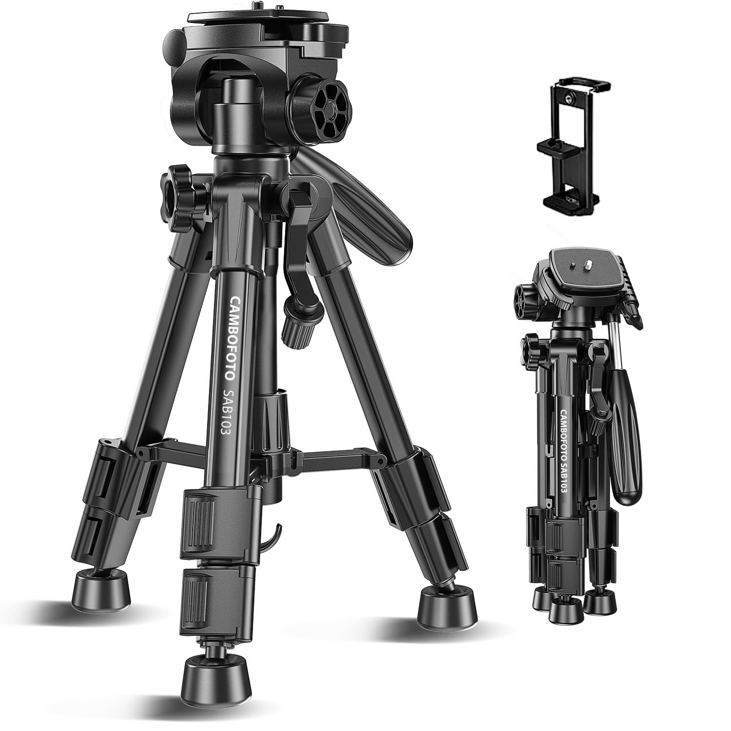 CAMBOFOTO 12.5'/62cm Tabletop Tripod with Ipad clip Phone Tripod 1/4 (C7f)