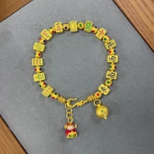 National Trend Gold Mahjong Bracelet Elegant Wealth Friendship Zodiac Year Gift