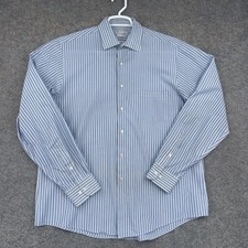 Van Heusen Dress Shirt Mens 16.5 36/37 Blue Stripe Long Sleeve Button Up