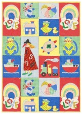 Vintage Handmade Baby Quilt Patchwork Nursery Blanket Bright Retro