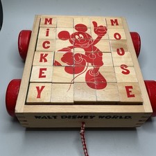 Melissa  Doug Classic ABC 123 Alphabet Wooden Blocks  Cart Disney 30 pc J17 