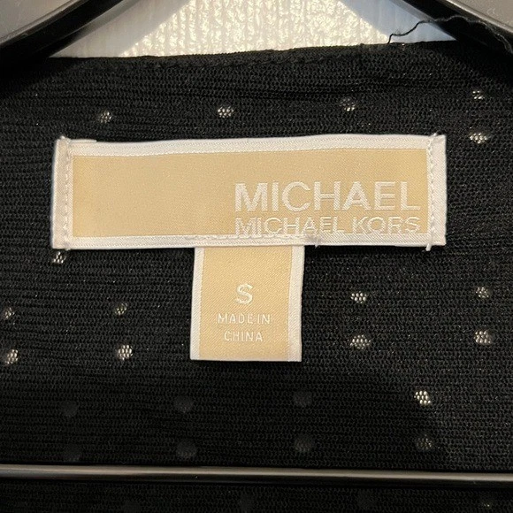 Abito donna MICHAEL KORS nero scollo a V avvolgente davanti manica svasata vita fumè