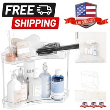 2 Tier Corner Bathroom Counter Organizer,Clear Sink Shelf,Bathroom Corner Org...
