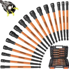 16Pcs Long Magnetic Nut Driver Set for Impact Drill | 6 Inch Long N... Fast Ship