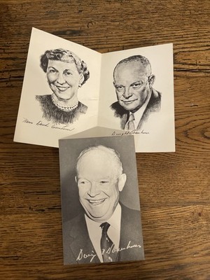 Dwight & Mamie Eisenhower 1956 Republican President & 1st Lady Portrait Card+pic