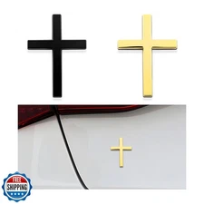 DXNQ 2PCS Metal Jesus Christ Cross Badge Stickers, 2.5"×1.8" Alloy 3D Individ