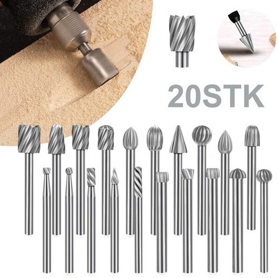 Hartmetall Fräser Set 20 Stück für Holz Metall Gravieren Schnitzen Dremel 3mm