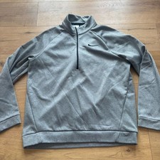 Nike Men's Large Gray Quarter Zip Long Sleeve Therma Pullover Running AQ5253-091