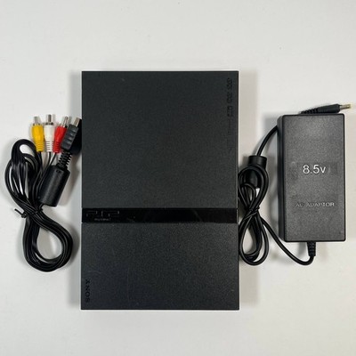 Sony PlayStation 2 Slimline Konsole PS2 Slim Schwarz PAL + Kabel Model...