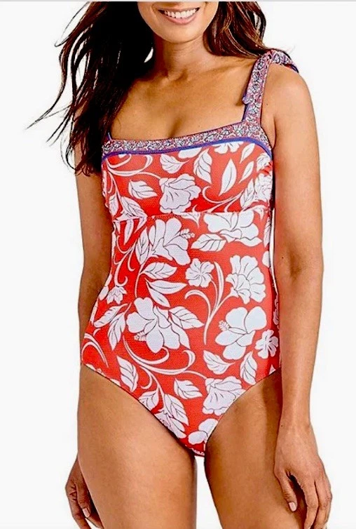 Traje de baño Tommy Bahama Island Cays Fiori Bandeau talla 8 nuevo color; coral cítrico Foto 4 de 4