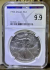 1996 American Silver Eagle NGC X MS9.9 Label Lowest Minted Bouillon Eagle .999