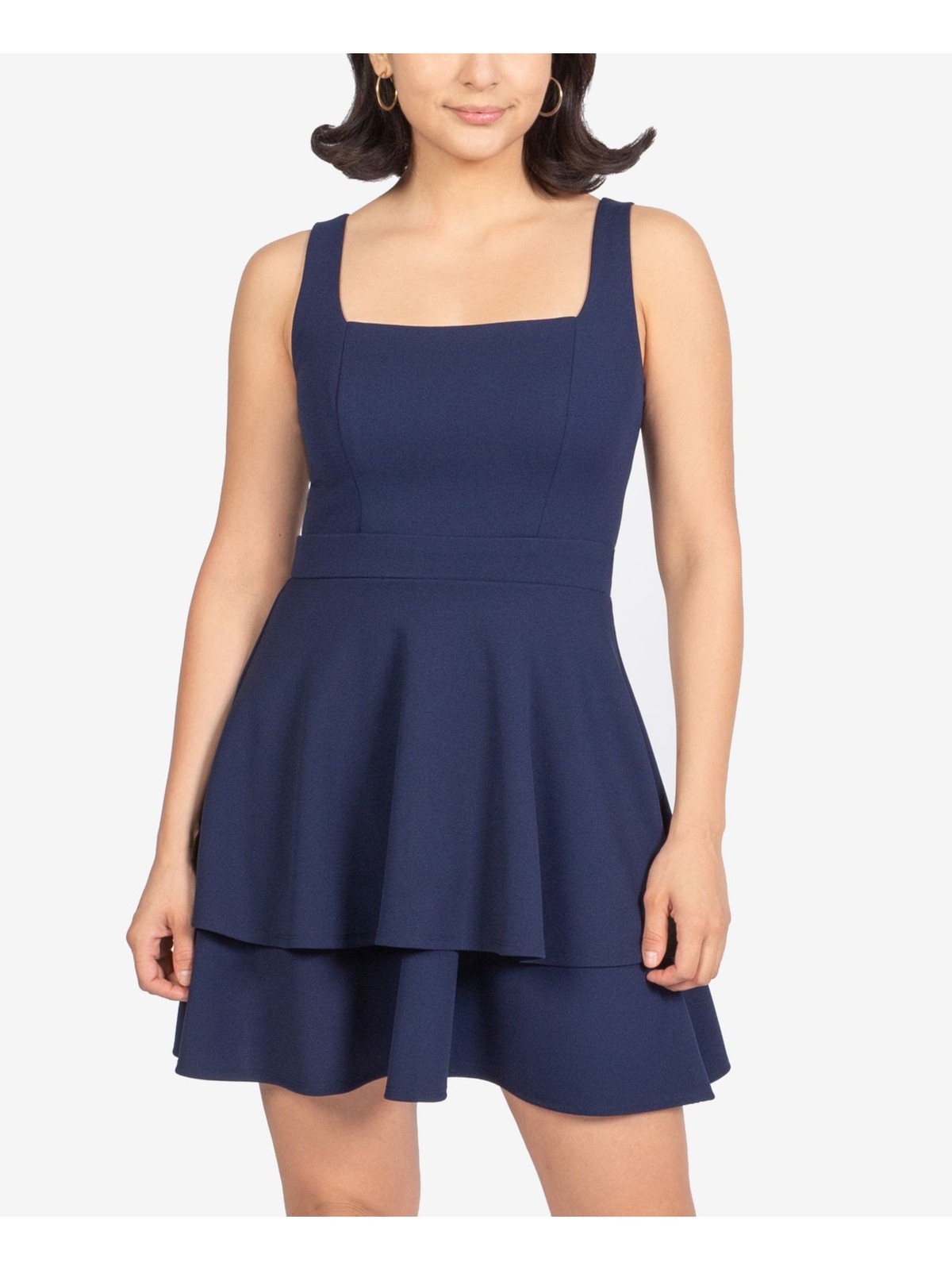 B DARLIN Womens Fit + Flare Mini Dress Navy Sleeveless Juniors 7\8