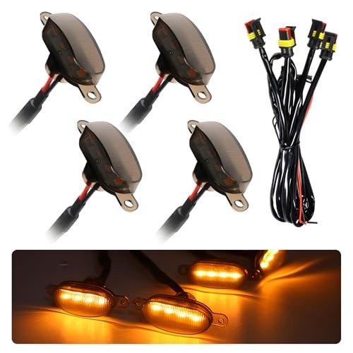 4PCS Car Front Grille Light, Bright Amber Lens LED Grill 4pcs Black & Yellow - Picture 1 of 6