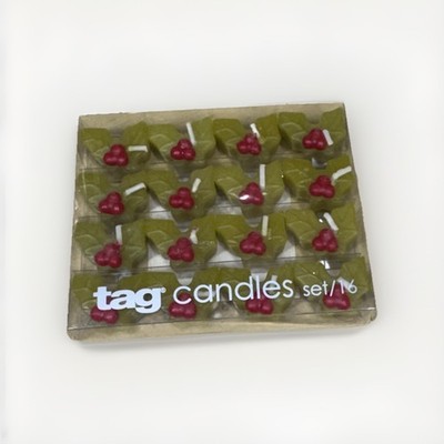 Tag Holly Berry Christmas Candles Set of 16 Mini Holiday Candles New