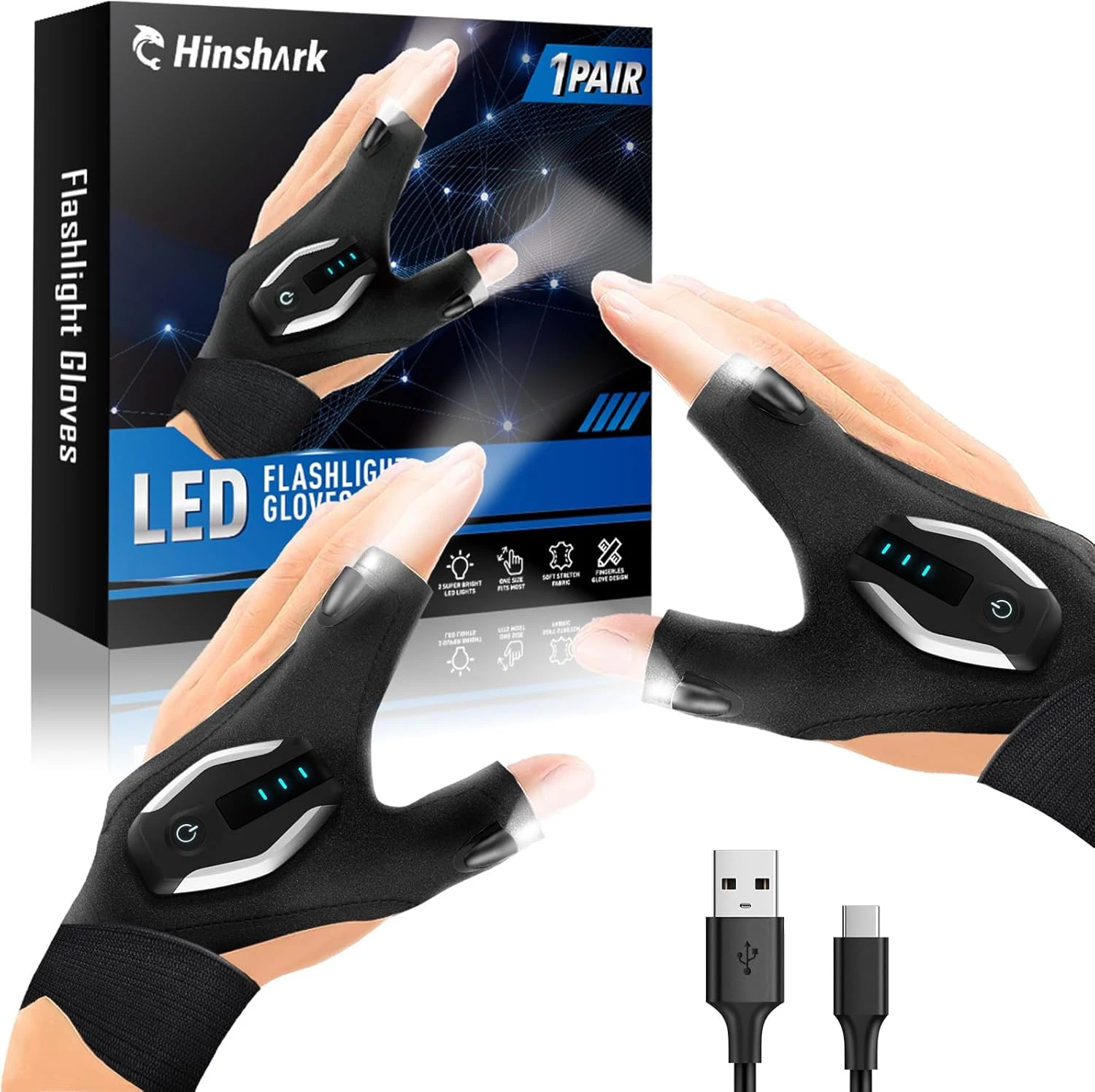 Fathers Day Gift for Husband Dad, Gifts for Men LED Flashlight Gloves, Fathers D
